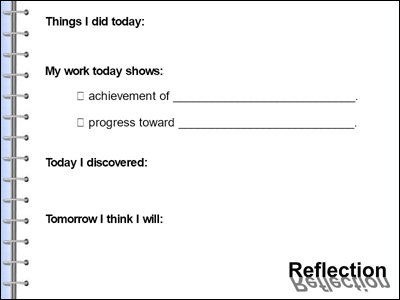 image of sample STEM process reflection page